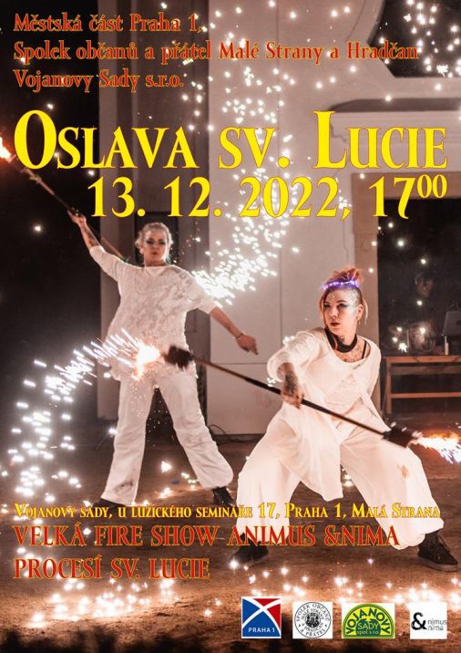 Oslava sv. Lucie, Vojanovy sady 13. 12. 2022, 17 hodin